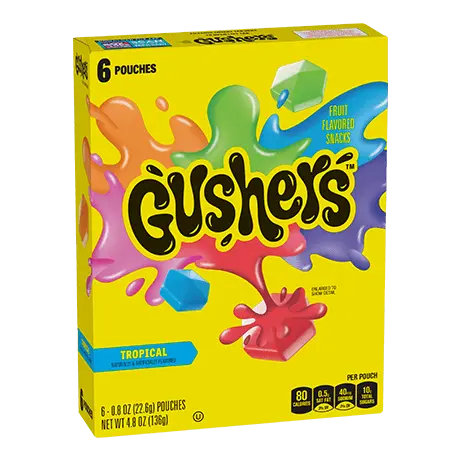6 pack Gushers Tropical flavor, front of pack